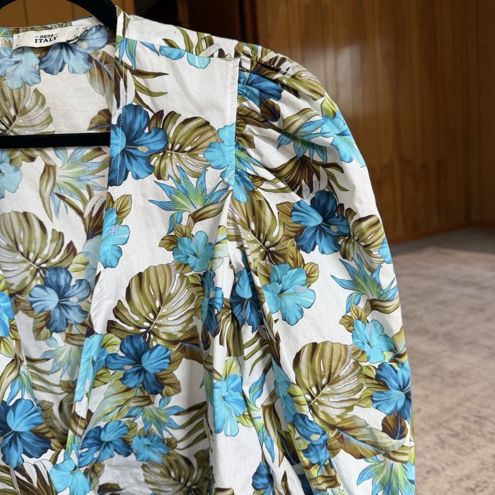 0039 Italy 100%Cotton Shirt XS Tropical Opulence Old Money Resort Coastal Luxury - Picture 10 of 12